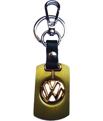 Americ Style VOLKSWAGEN Golden Metal Swinging Logo Locking Locking Key Chain  (Gold)