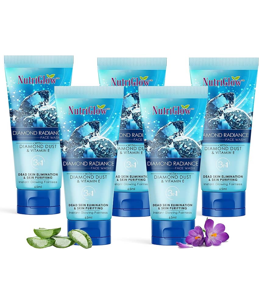NutriGlow Diamond Radiance Face Wash With Diamond Dust & Vitamin E For Glowing Skin Skin Purifying Hydrated Skin (65mlL Pack of 5