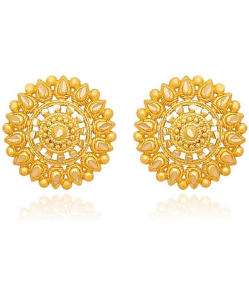 LUV FASHION Golden Stud Earrings ( Pack of 1 )