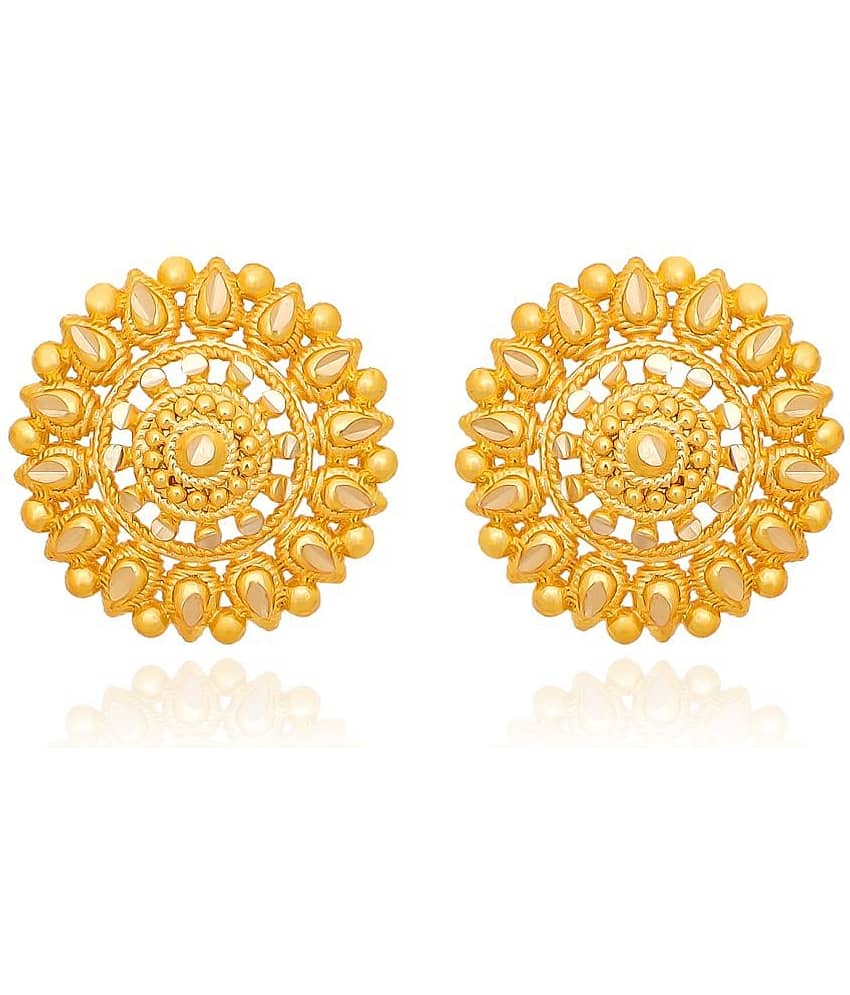 LUV FASHION Golden Stud Earrings ( Pack of 1 )