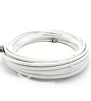 Cable for All Dth Antenna Dish Tv Coaxial Rg - 6 3ghz 75 Ohm) Compatible Cable Wire With Original Connector Pins & 10 Cable Clip (white) 20 Foot