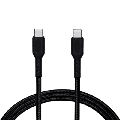 Champion Type-C to C 35W PD Data Sync & Fast Charging Cable Braided for Compatible with Mobiles Phones, Tablets, Power Banks & Type-C Devices (Black)