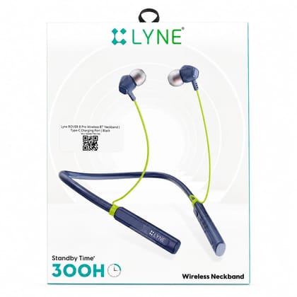 Lyne ROVER 8 Pro Wireless BT Neckband | Type-C Charging Port | Black