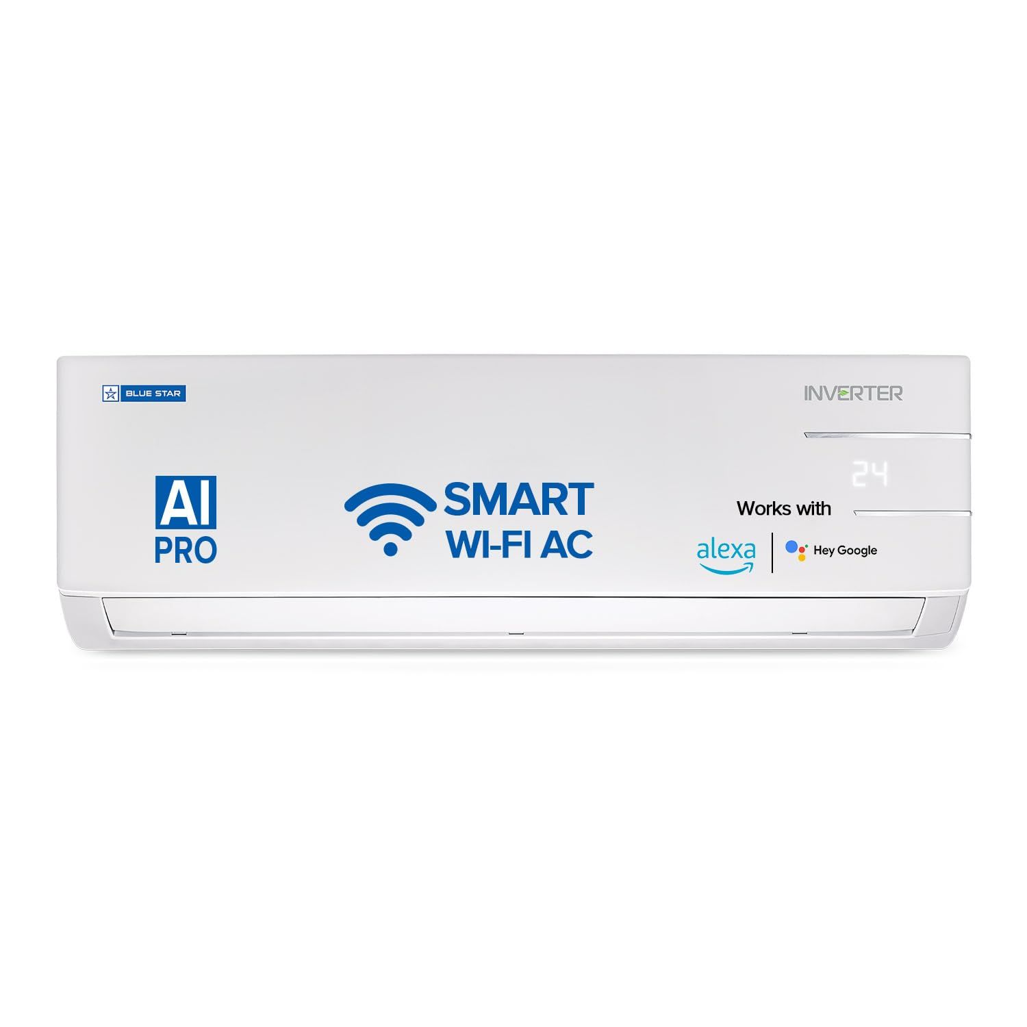Blue Star 1 Ton 3 Star, 60 Months Warranty, Wi-Fi Smart Inverter Split AC (Copper, Convertible 5 in 1 Cooling, Voice Command, Multi Sensors, Blue Fins, Self Diagnosis, 2024 Model, IE312YNUS, White) White