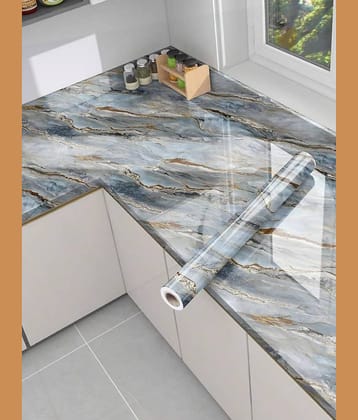 KRAMOX Self-Adhesive Wallpaper, PVC 3D Wall Sticker Oil Proof & Waterproof, Kitchen Backsplash Stickers Wallpaper for Hotel/Living Room/Bedroom & Café Walls (60cm x 200cm) (Grey Brown) Pack of 1