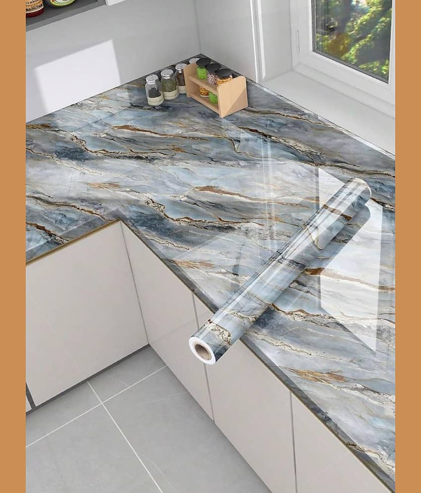KRAMOX Self-Adhesive Wallpaper, PVC 3D Wall Sticker Oil Proof & Waterproof, Kitchen Backsplash Stickers Wallpaper for Hotel/Living Room/Bedroom & Café Walls (60cm x 200cm) (Grey Brown) Pack of 1