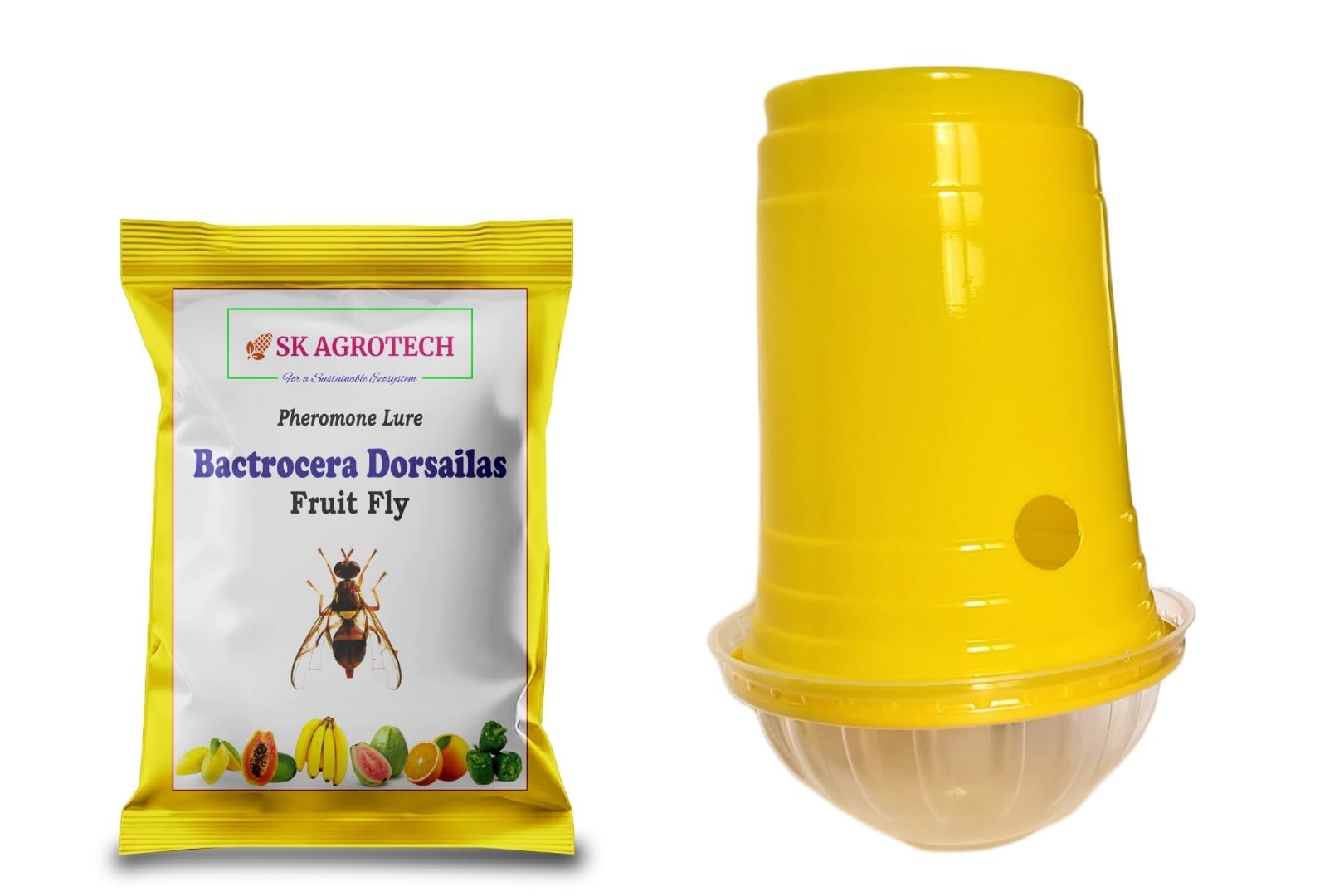 Bactrocera Dorsailes - Fruit Fly Pheromone Lure with Disposable Glass Trap for Effective Pest Control in All Fruit Crops Like Mango, Paparya, Orange Citrus