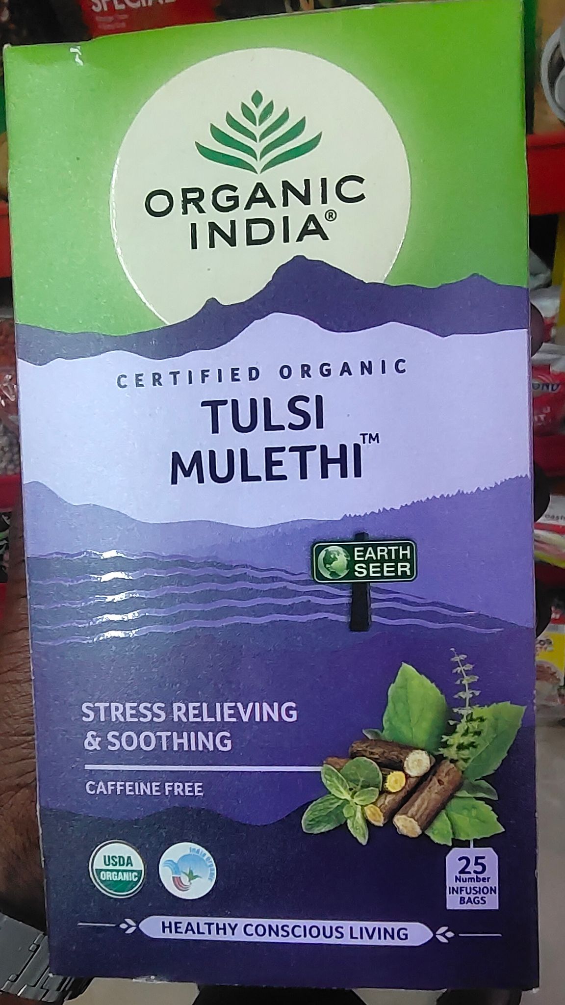 Organic India tulsi mulethi tea 25 bags carton