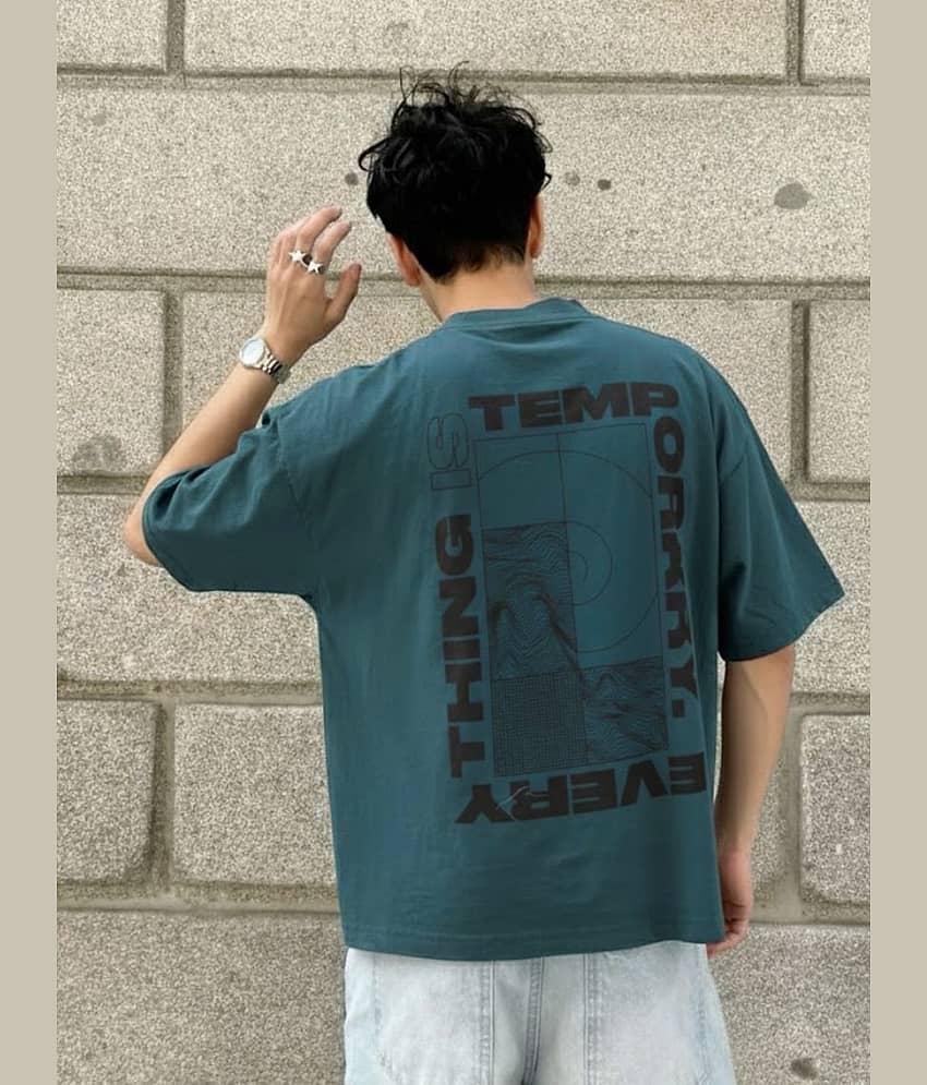 Rigo Men Cotton Oversized Fit Printed T-Shirt ( Black 2 )