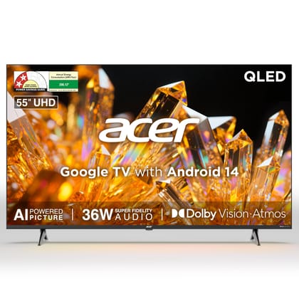 Acer 139 cm (55 inches) Ultra V Series 4K Ultra HD Smart QLED Google TV AR55QDVGU2875BD Acer 139 cm (55 inches) Ultra V Series 4K Ultra HD Smart QLED Google TV AR55QDVGU2875BD - Black / 55 inches