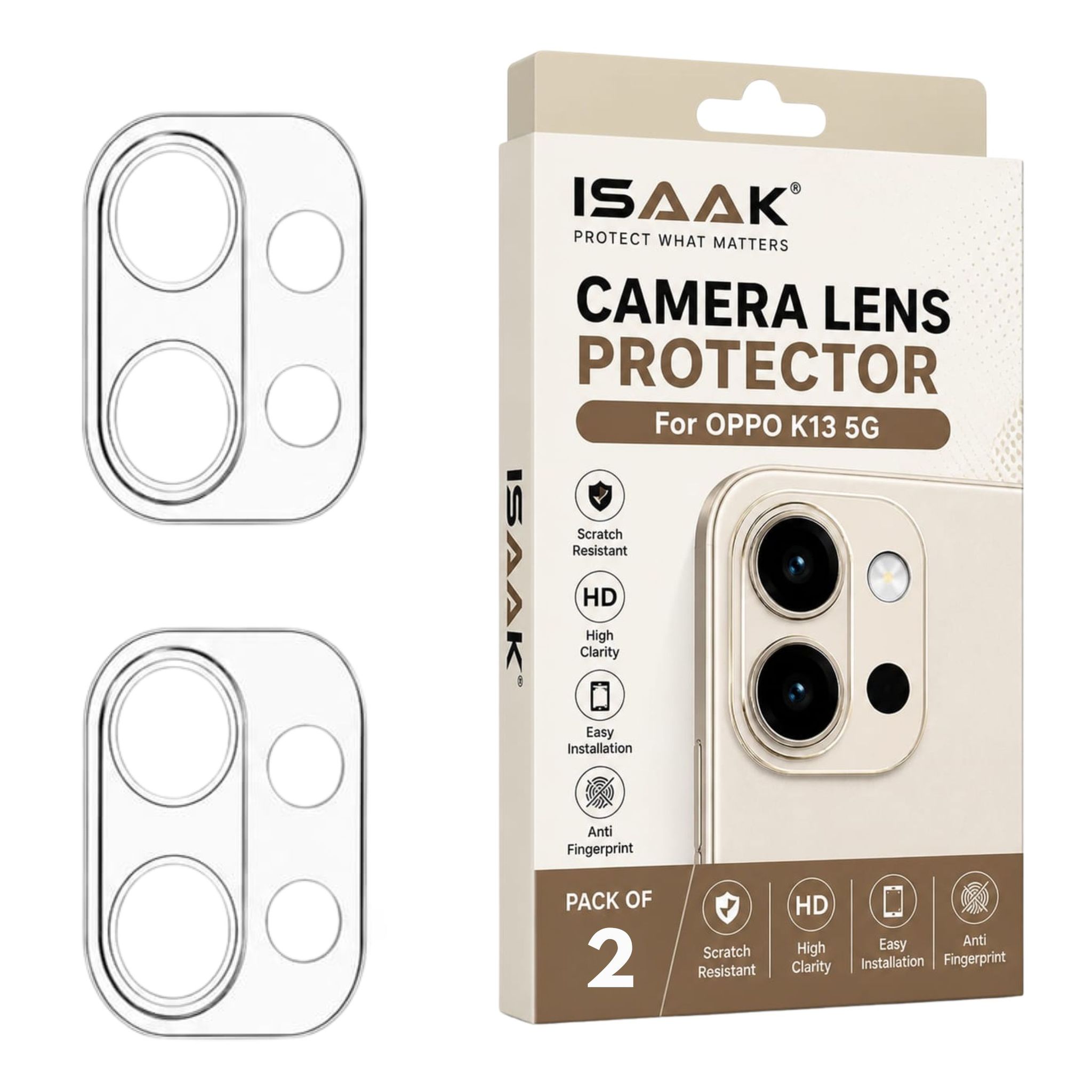 ISAAK Back Camera Lens Protector compatible for OPPO K13 5G (Pack of 2)