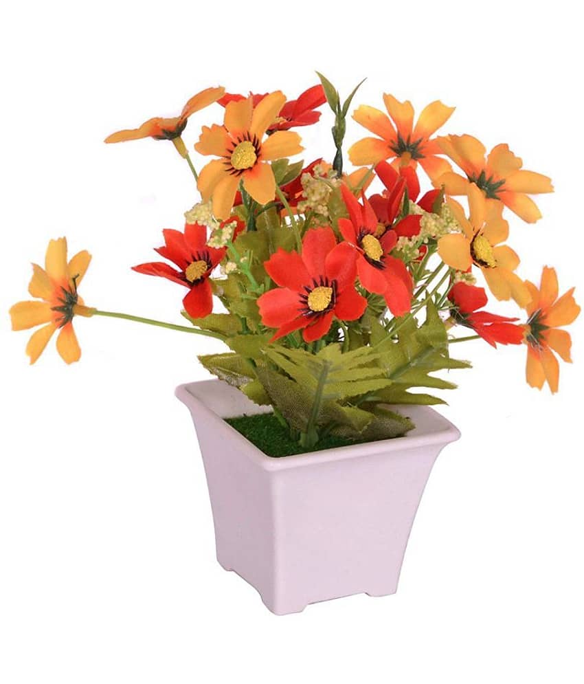 YUTIRITI Daisy Yellow Artificial Flowers Bunch - Pack of 1