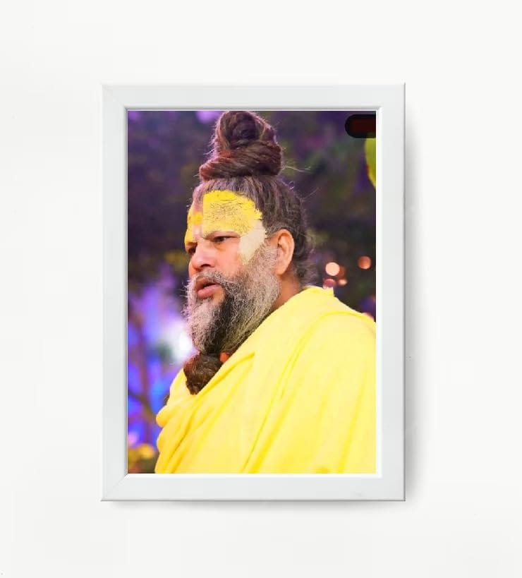 NOKKES Premanand Ji Maharaj White Religious Photo frame 5X7 Inch Photo Frame_WEW55