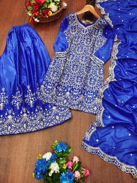 Designer Party Wear Sharara Suit With Sequence Embroidered Work