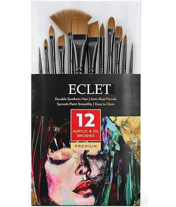 Eclet Craft Painting Brushes Set of 12 Professional Round Pointed Tip Nylon Hair Artist Acrylic Paint Brush for Acrylic/Watercolor/Oil Painting.03