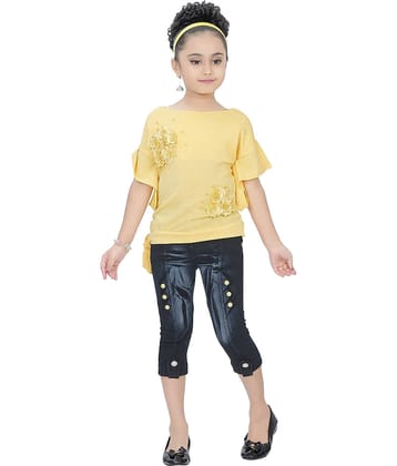 Arshia Fashions Pack of 1 Girls Denim Top With Capris ( PeachPuff )