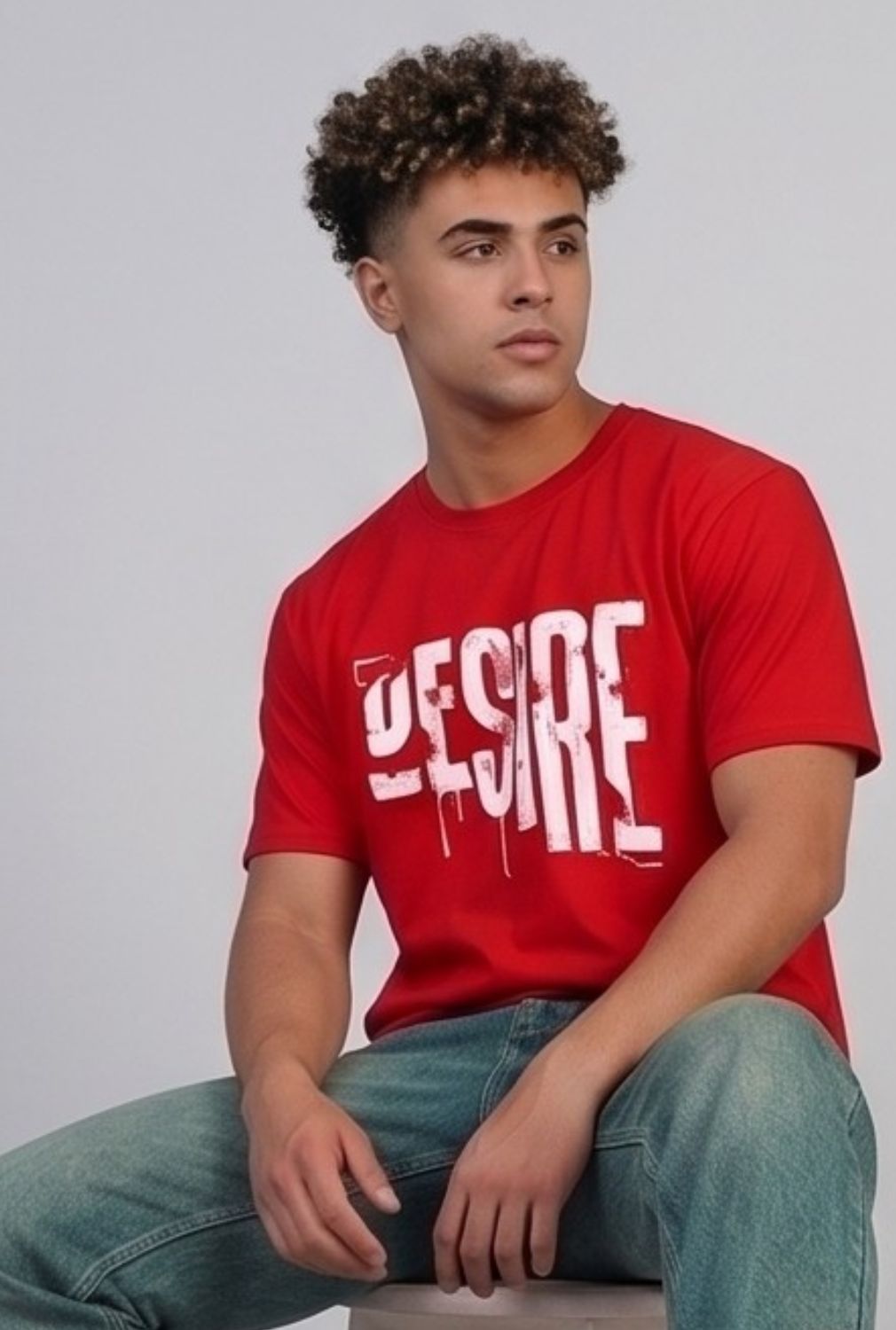 Hue Nox Men's Red Desire Graphic Regular Fit T-Shirt