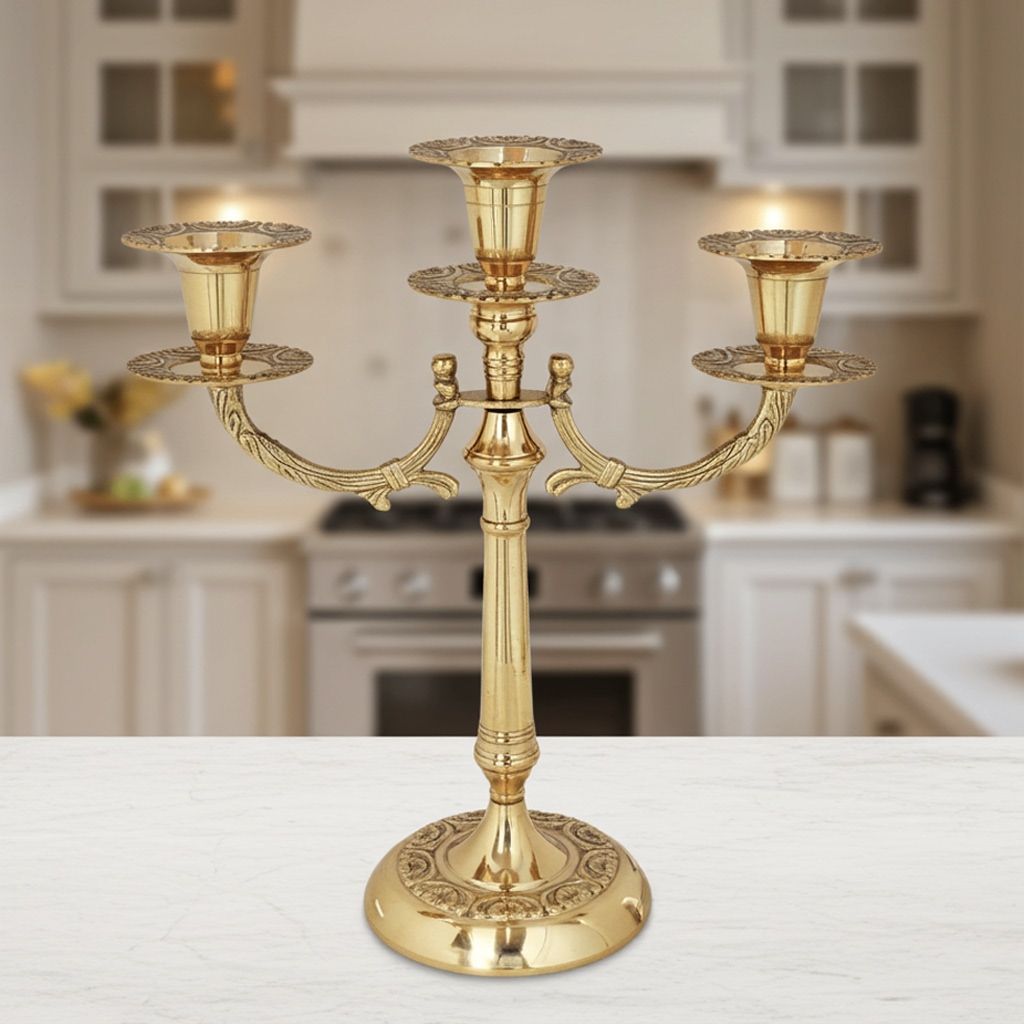 Brass Decorative Candle Stand, Height : 12 Inch (ZMAS285 C)