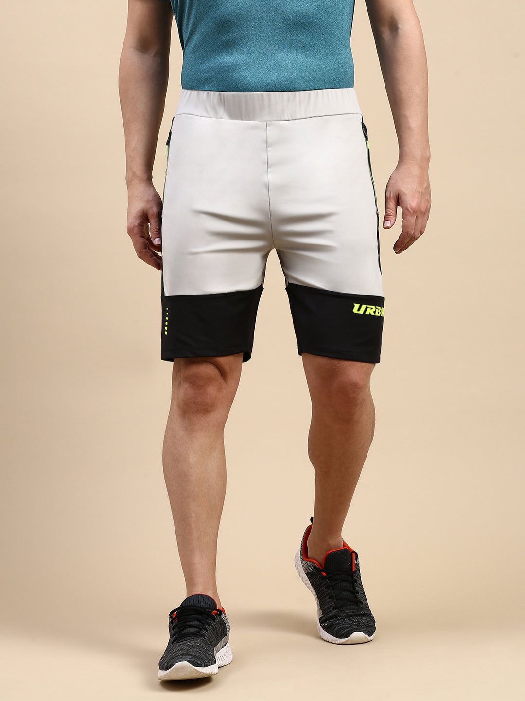 Classic Polo Men's Polyster Grey/Black Slim Fit Active Wear Shorts
