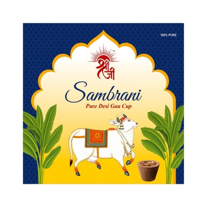 Shri Shriji Flam Sambrani Pure Desi Gau Cup � Natural Cow Dung Dhoop for Pooja, Havan, Meditation & Home Fragrance � Traditional Sacred Aroma � Pack of 3