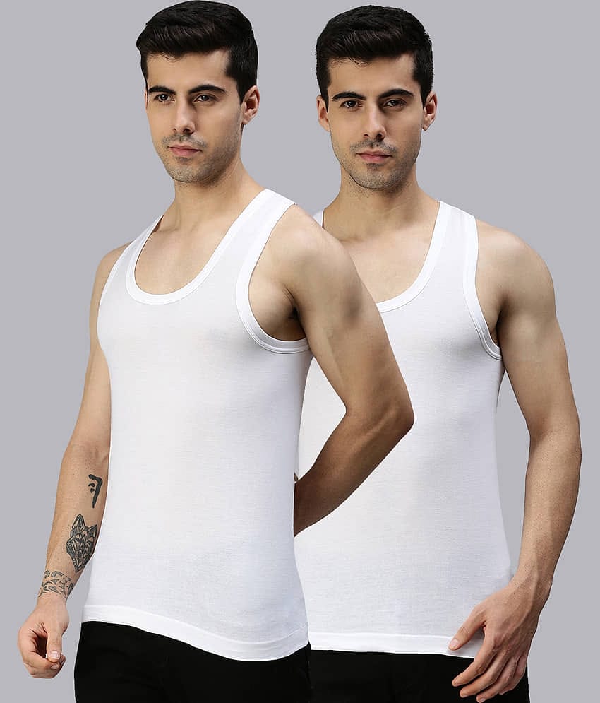 Pack of 2 Lux Cozi - White Cotton Blend Men's Vest