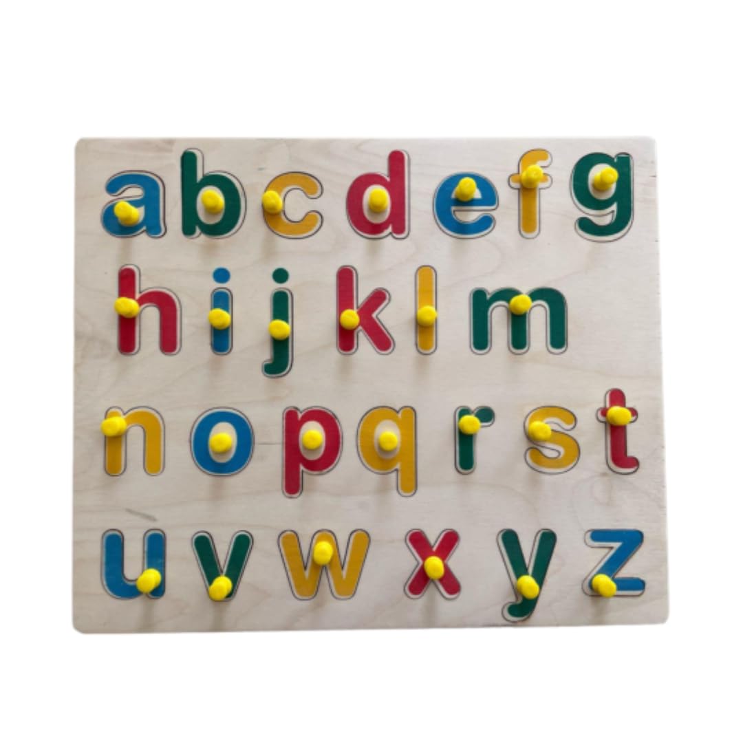 Zuvoy Mini Alphabets Puzzle Wooden ABC Learning Board for Kids, Montessori Educational Puzzle with Knobs, Fine Motor Skills & Early Activity Toy for Toddlers & Preschoolers, Age 2+