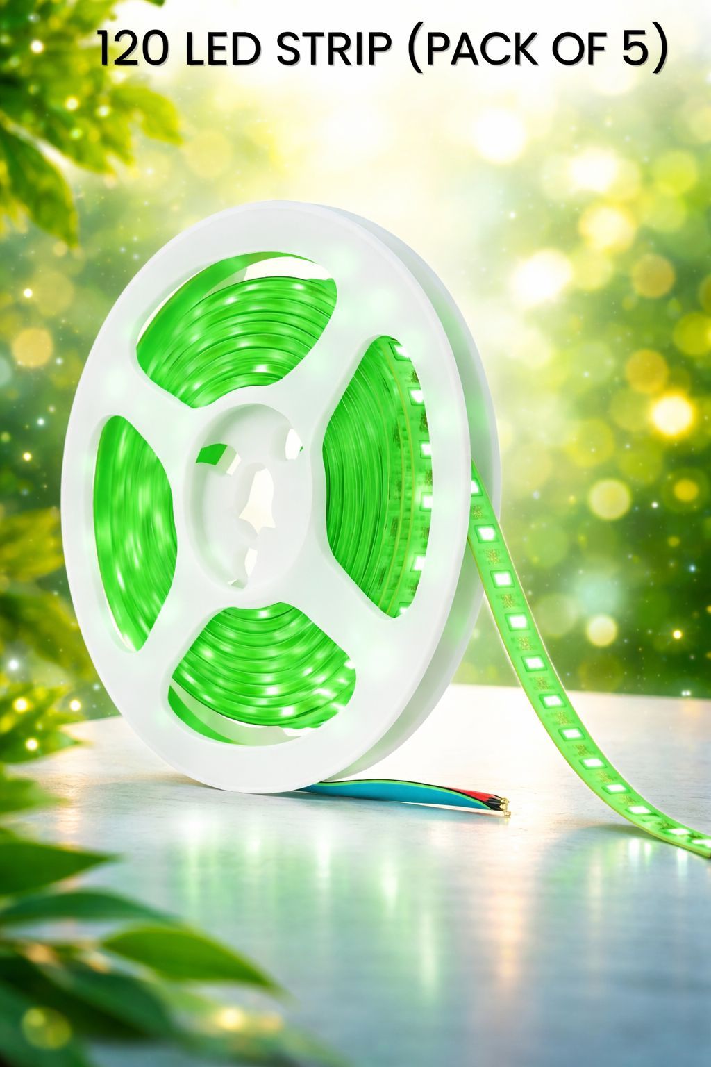 SPARKWORLD 120 LEDs 5 m Green Steady Strip Rice Lights (Pack of 5)