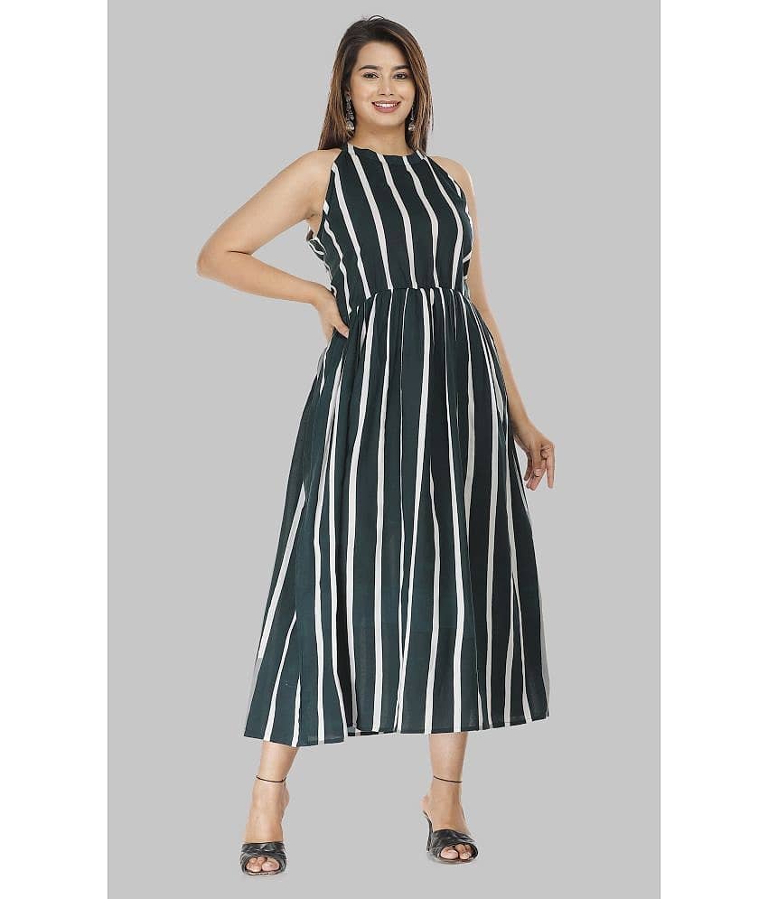 ANNEIV - Green Rayon Women's Fit & Flare Dress ( Pack of 1 )