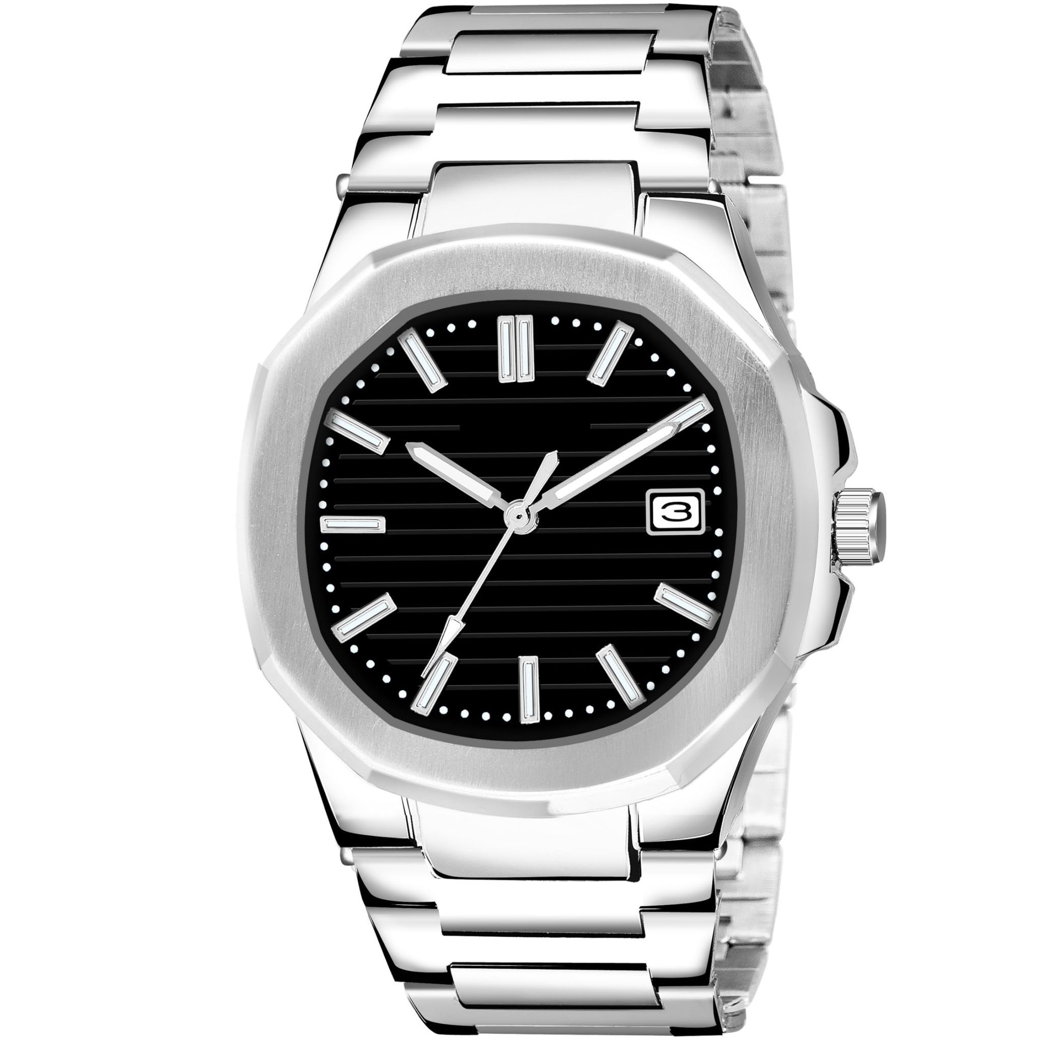 Black Dial Date Function Analog Watch for Men LR144