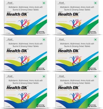 Health Ok Multi Vitamin and Mineral Health Supplement (for Energy and Overall Health with added Immunity) Tablets (Pack of 6)