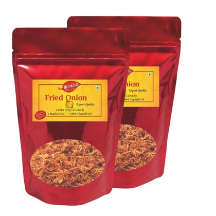 Nimkish Fried Onion Combo 100g x 2 | Crispy Golden Brown Ready-to-Use Onions | Biryani & Curry Topping