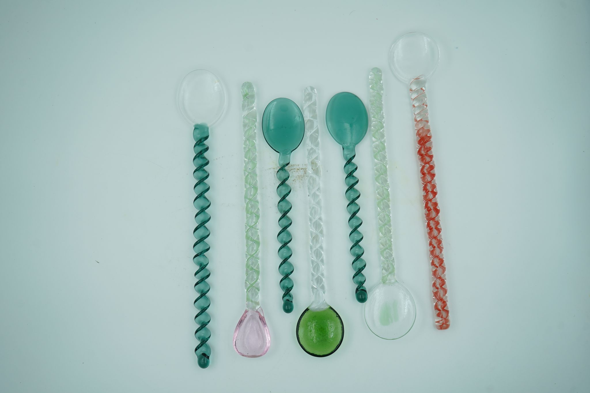Handcrafted Twisted Glass Spoon Set
