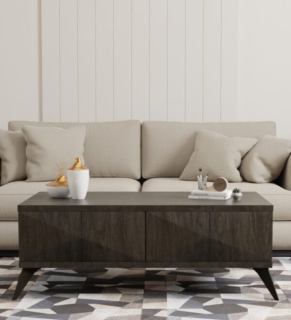 Eros Furniture Bangali Mango Premium Engineered Wood Center Table with Contemporary Storage-Friendly Design