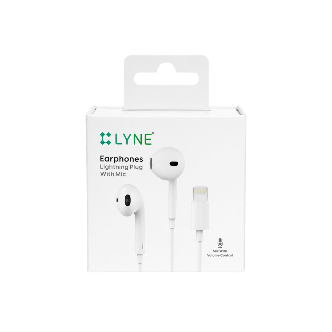 Lyne Earphones Lightning Plug With Mic Photon 16 | White