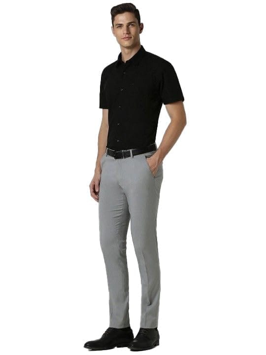 Men's Cotton Blend Solid Half-Sleeve Regular Shirt (Black, XL)-PID56280