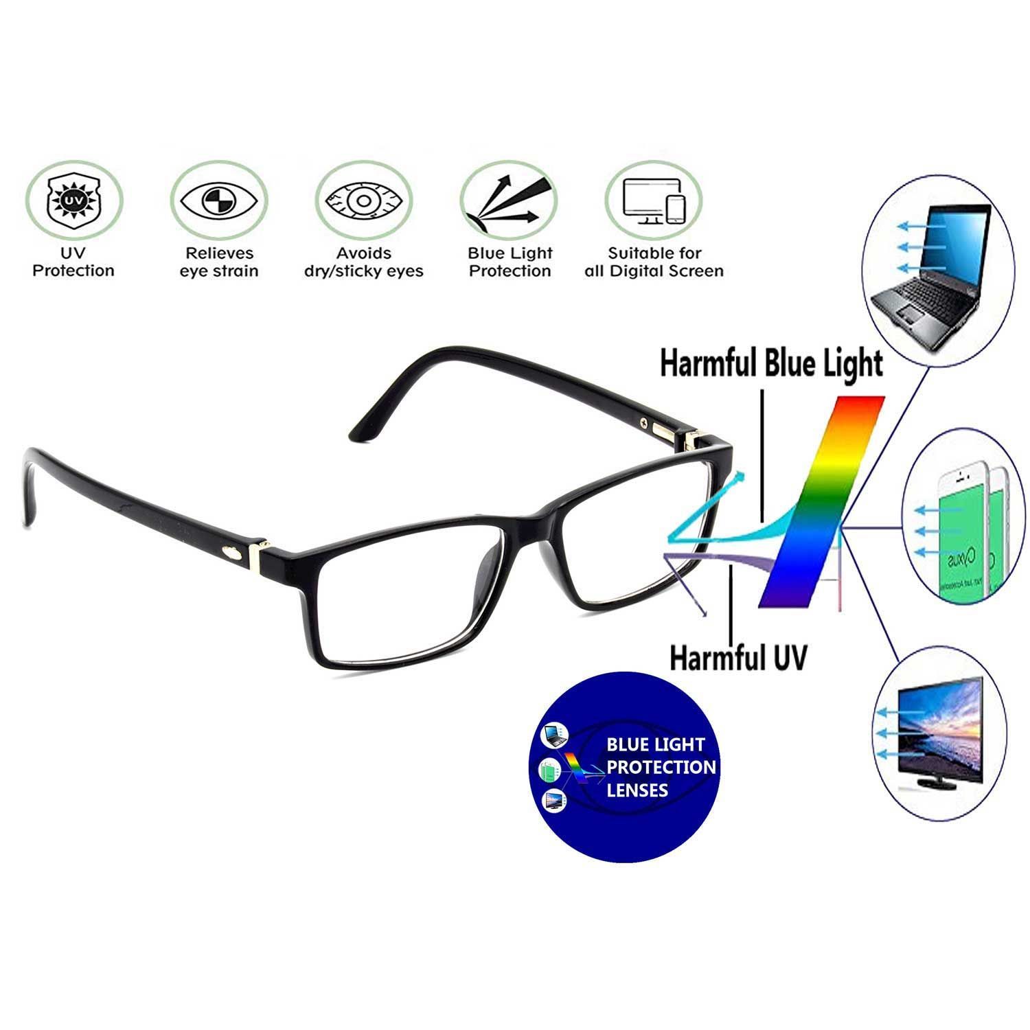 Hrinkar Zero Power Computer Glasses for Online Classes with Eye Protection Blue Light Filter for Men & Women | Black | HBCT-FRM-BK-17