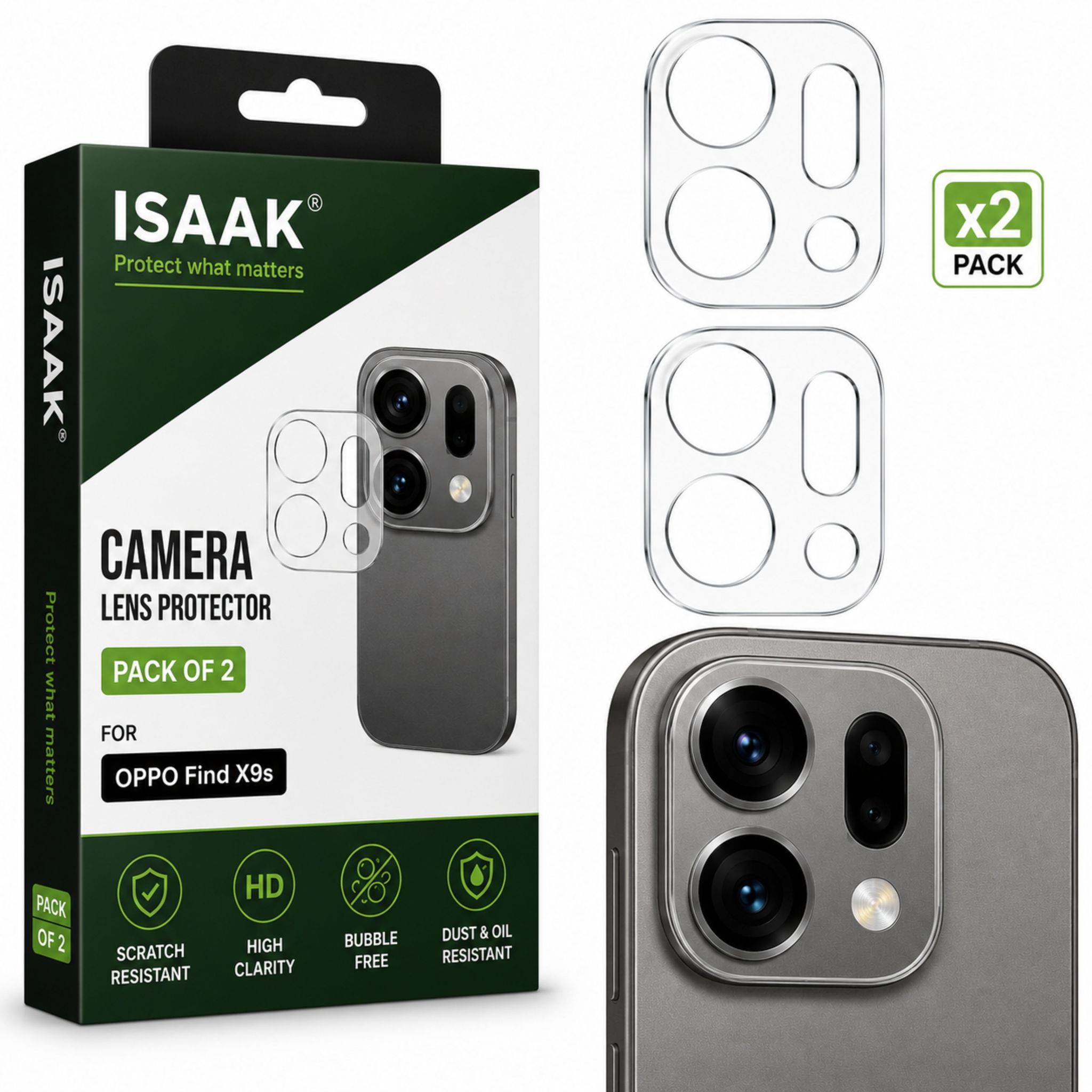 ISAAK Back Camera Lens Protector compatible for OPPO Find X9s (Pack of 2)