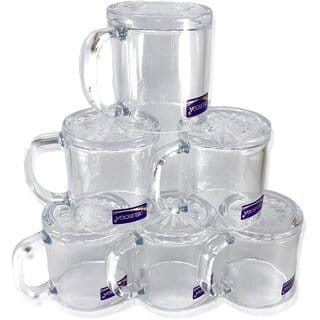 DELISOGA Transparent Tea Cup Coffee Cup Set Made of Crystal Clear Glass 180 ml Pack of 6