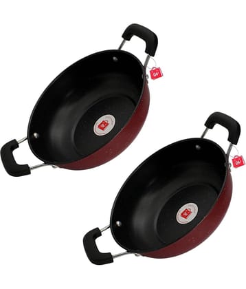 LAZYWINDOW Non-Stick Non-stick Deep Kadhai Induction Bottom Bakelite Handle 2 Thickness mm 21 cm Diameter ( 1.2 L )