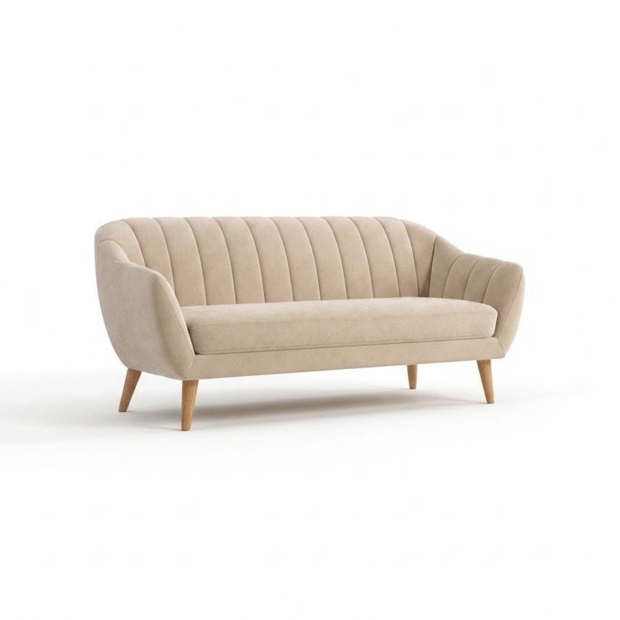 Modern Channel-Tufted Velvet Sofa