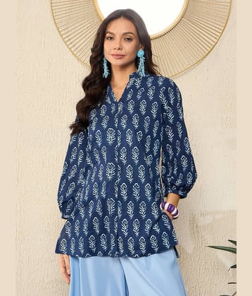 Vaamsi Women's Cotton Blend Tunic ( Blue )