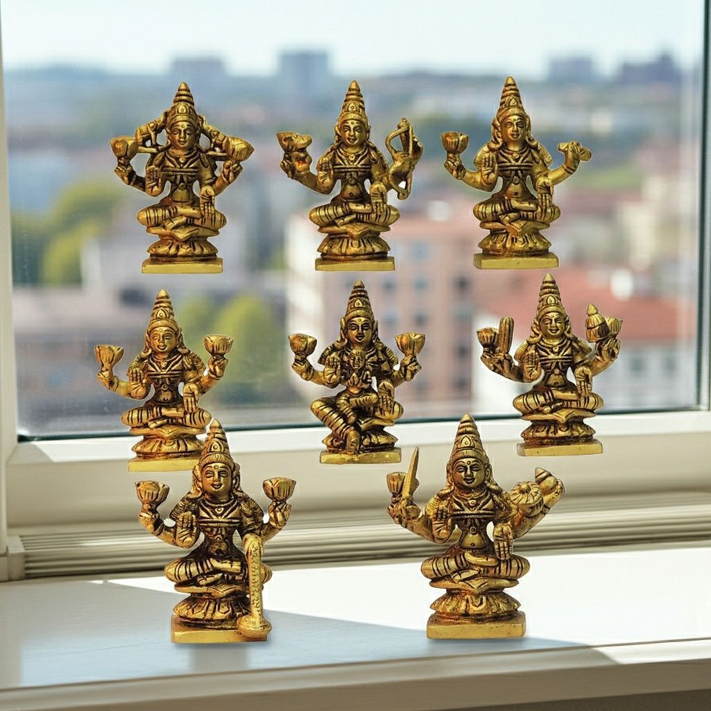 Brass Ashta Laxmi Set – Eight Forms Lakshmi Brass God Idol Set, Height : 3.5 Inch (BSMAS1612 D)