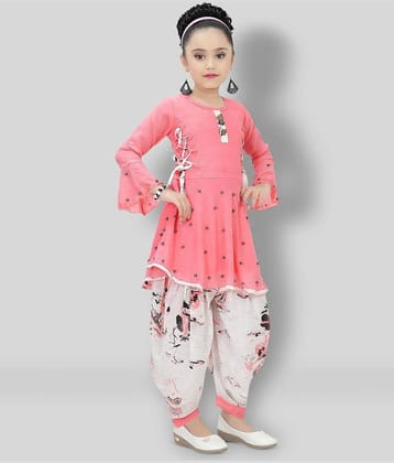 Cherry Tree Girls Cotton Blend Patiala Kurta Set ( Pack of 1 , Yellow )