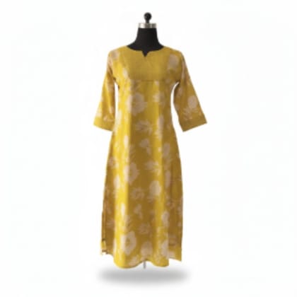 Women's Yellow Floral Print Kurti