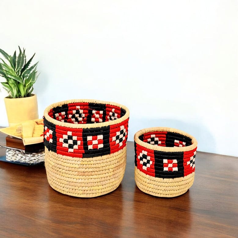 Eco-friendly Handwoven Sabai Grass Planters Set of 2