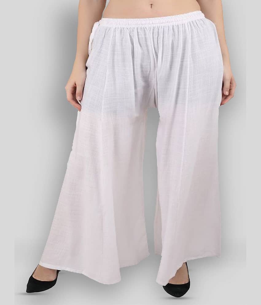 Aadrika - White Rayon Flaired Women's Palazzos ( Pack of 1 )