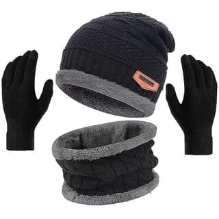 Eastern Club Unisex Black Woolen Winter Cap (Pack of 3) Eastern Club Unisex Black Woolen Winter Cap (Pack of 3)