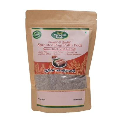Sprouted Ragi Puttu Podi 500g | Steamed & Roasted | Natural & Healthy Breakfast Flour | Gluten-Free | No Preservatives | 500g