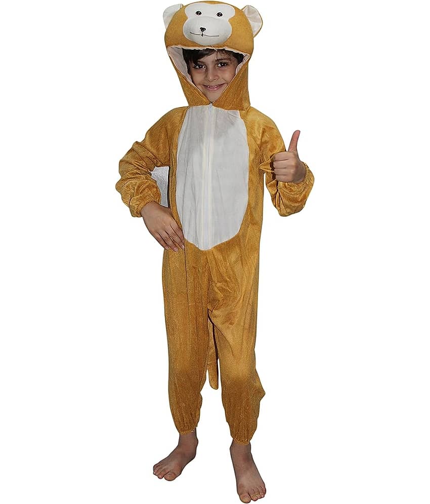Kaku Fancy Dresses Monkey Wild Animal Costume -Brown, 5-6 Years, For Boys & Girls
