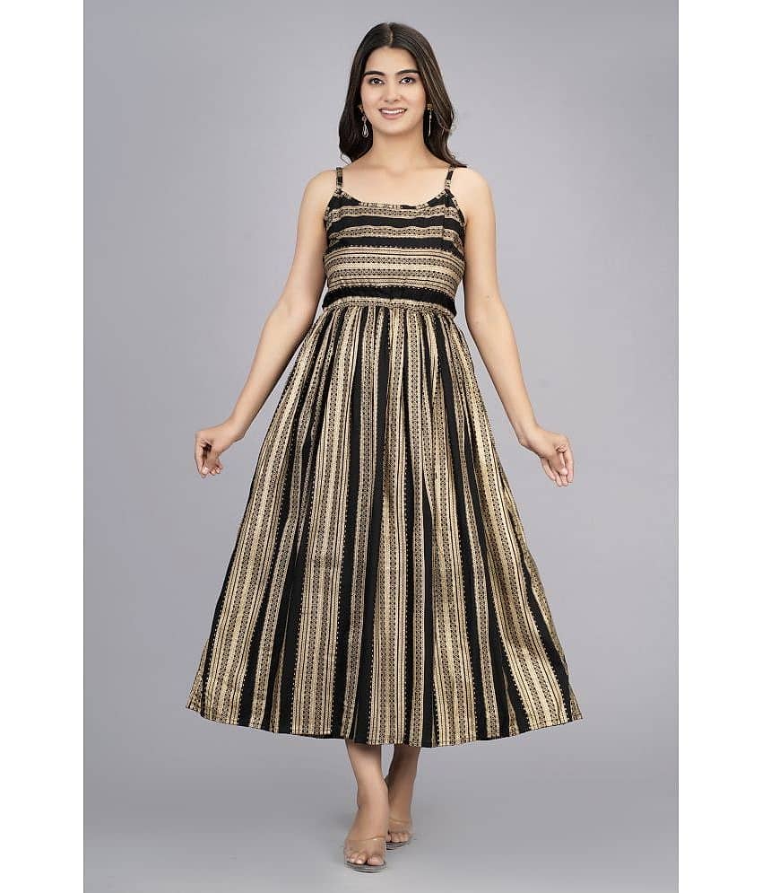 SIPET Women Rayon Printed Fit & Flare Dress ( Maroon )